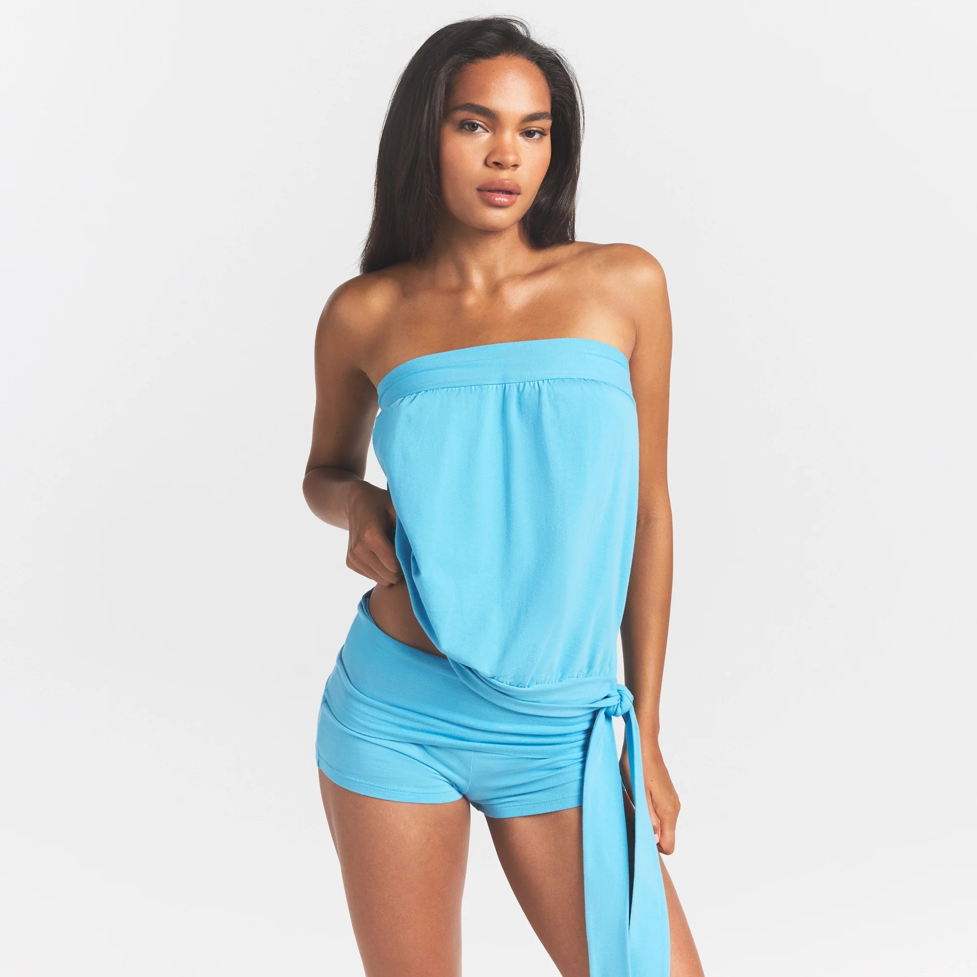 COTTON JERSEY FOLDOVER SHORT | WATER