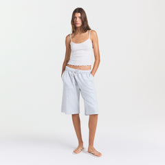 COTTON FLEECE LONG SHORT | LIGHT HEATHER GREY