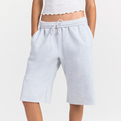 COTTON FLEECE LONG SHORT | LIGHT HEATHER GREY