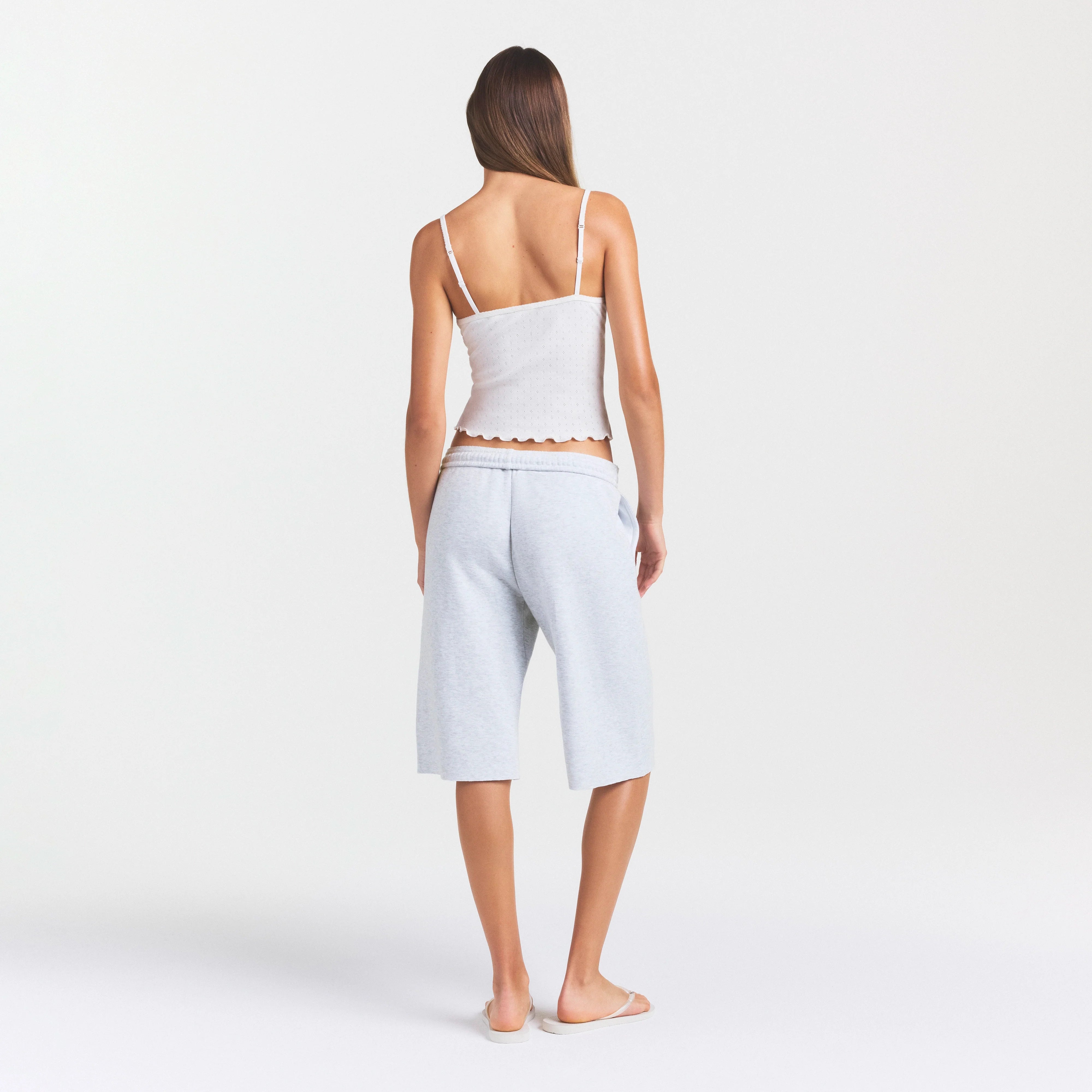COTTON FLEECE LONG SHORT | LIGHT HEATHER GREY