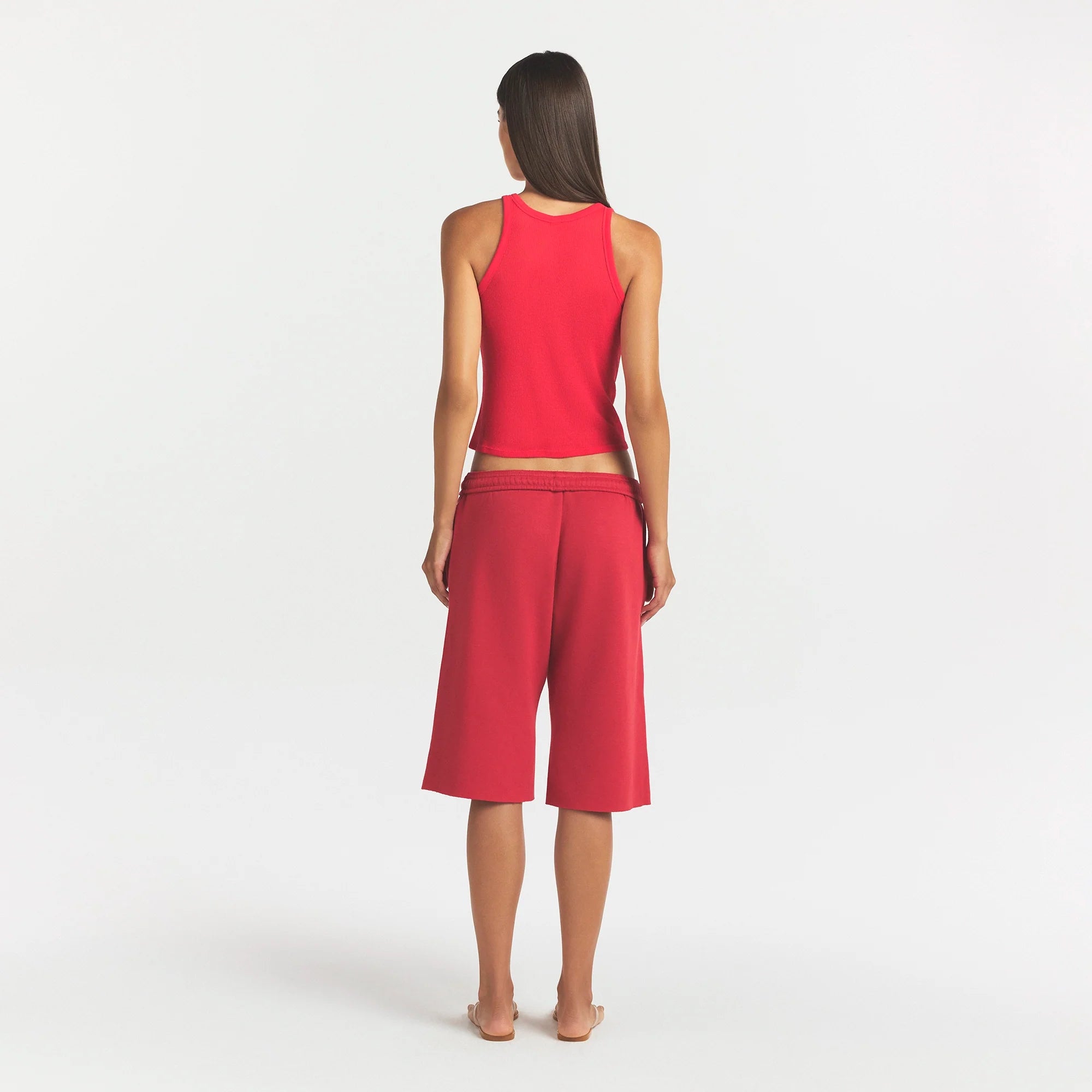 COTTON FLEECE LONG SHORT | WASHED RED