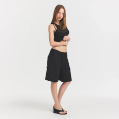 WOVEN COTTON OVERSIZED CARGO SHORT | ONYX