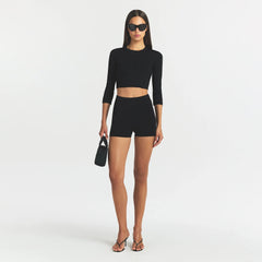 REFINED KNIT HIGH-WAISTED SHORT | OBSIDIAN