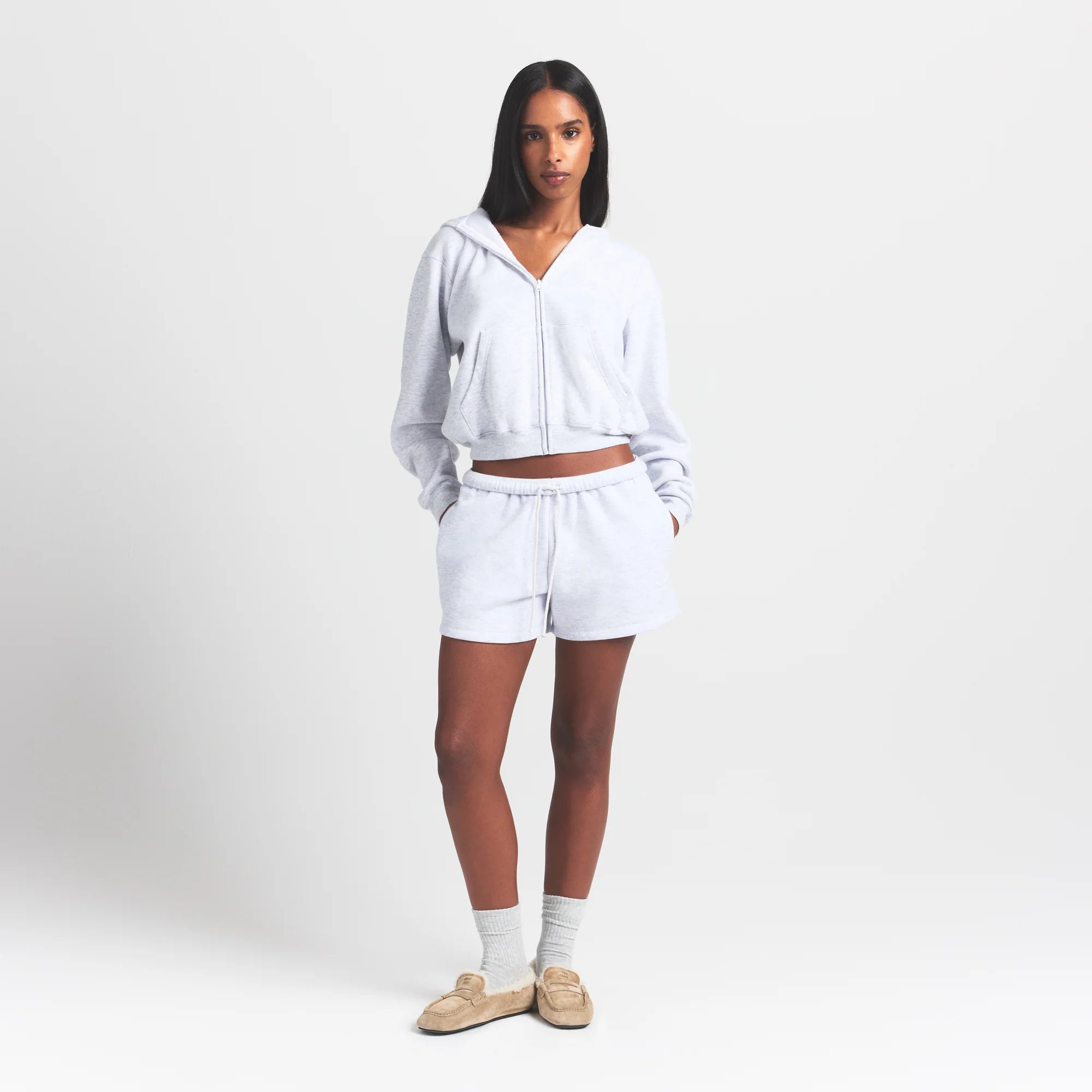 COTTON FLEECE CLASSIC SHORT | LIGHT HEATHER GREY
