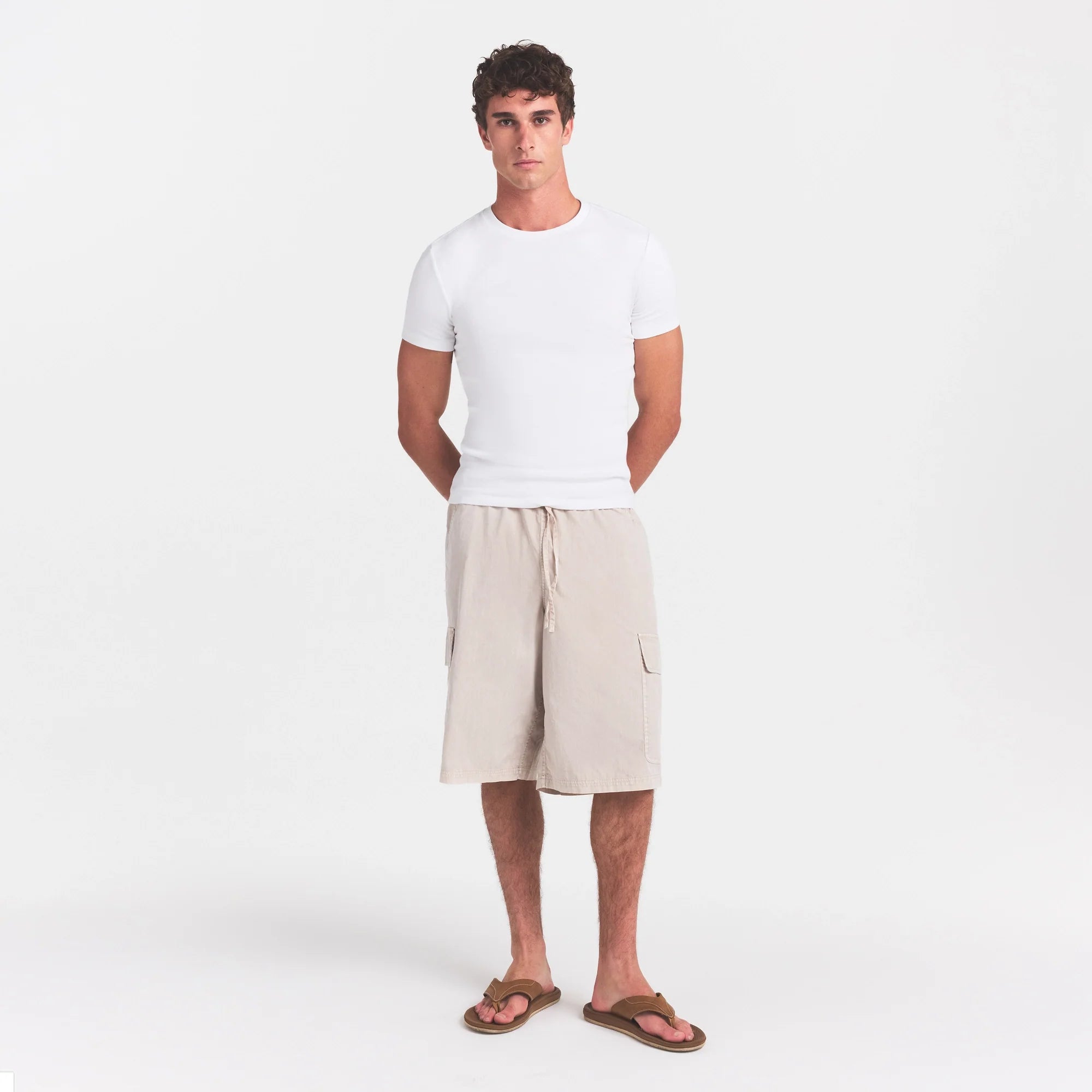 WOVEN MENS RELAXED CARGO SHORT | STONE