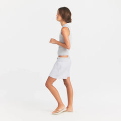 COTTON FLEECE DOUBLE WAISTBAND SHORT | LIGHT HEATHER GREY