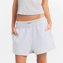 COTTON FLEECE DOUBLE WAISTBAND SHORT | LIGHT HEATHER GREY