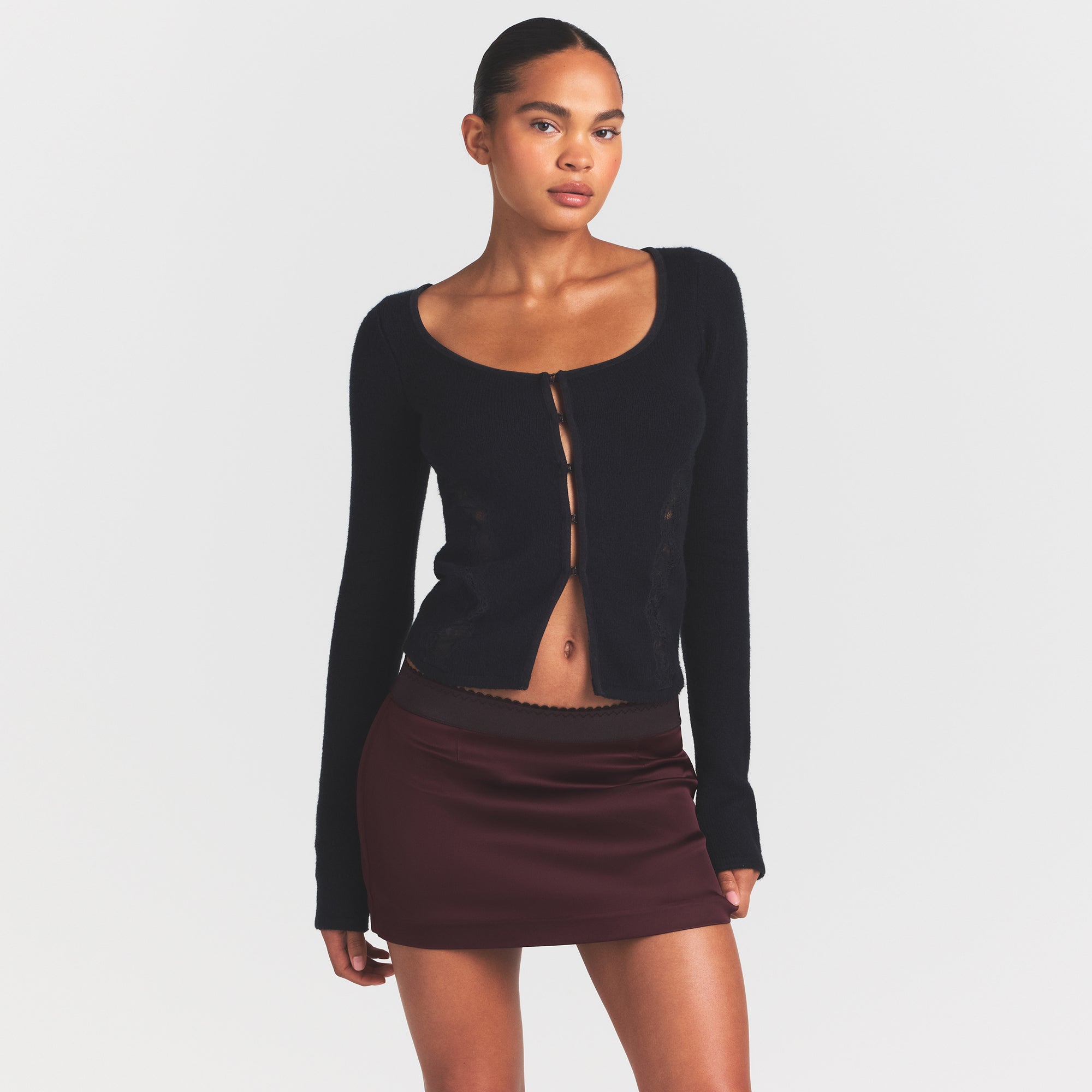 SATIN MINI SKIRT | CURRANT