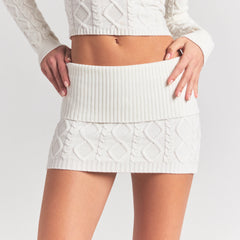 SWEATER KNITS CABLE KNIT MINI SKIRT | IVORY