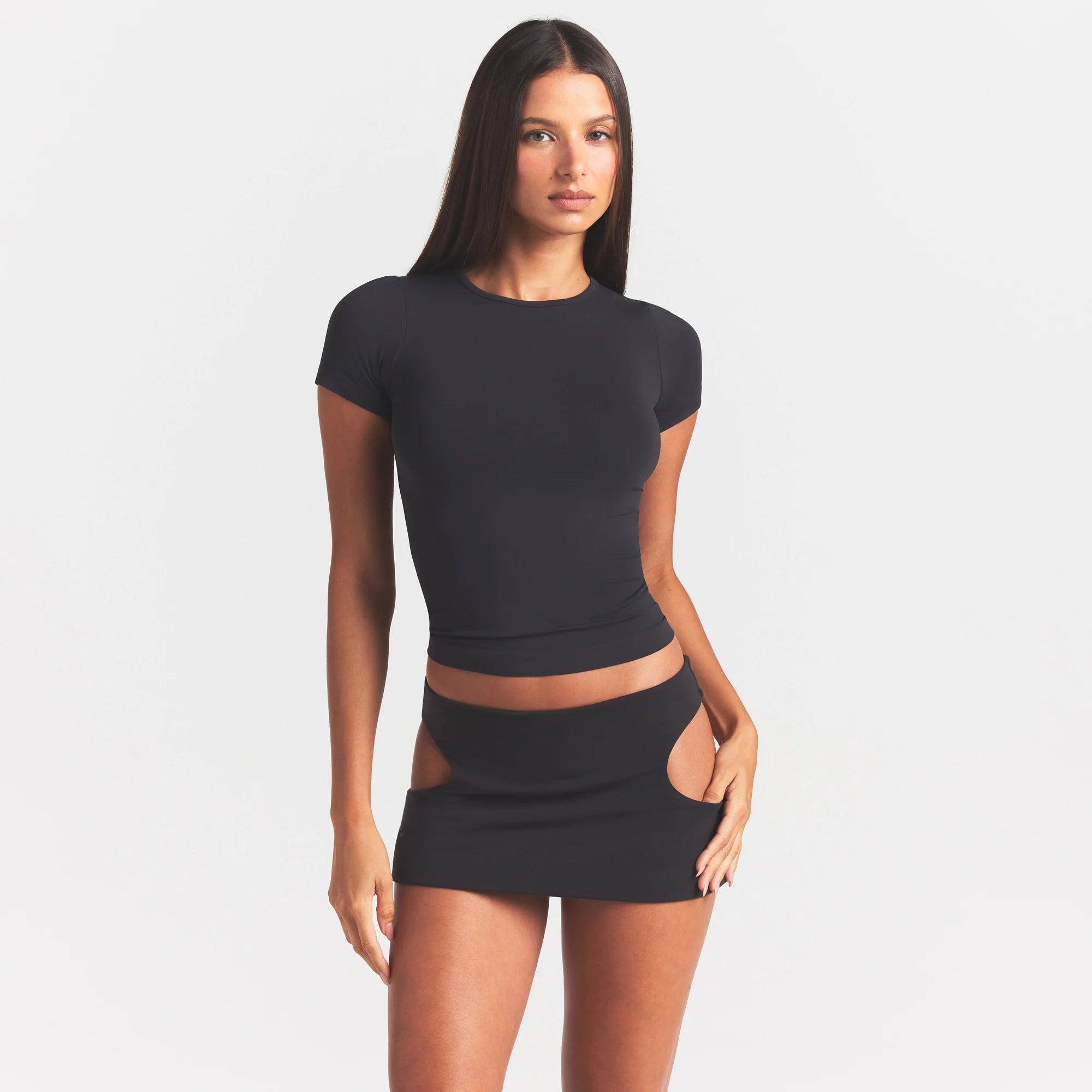 COTTON JERSEY CUT OUT MINI SKIRT | SOOT