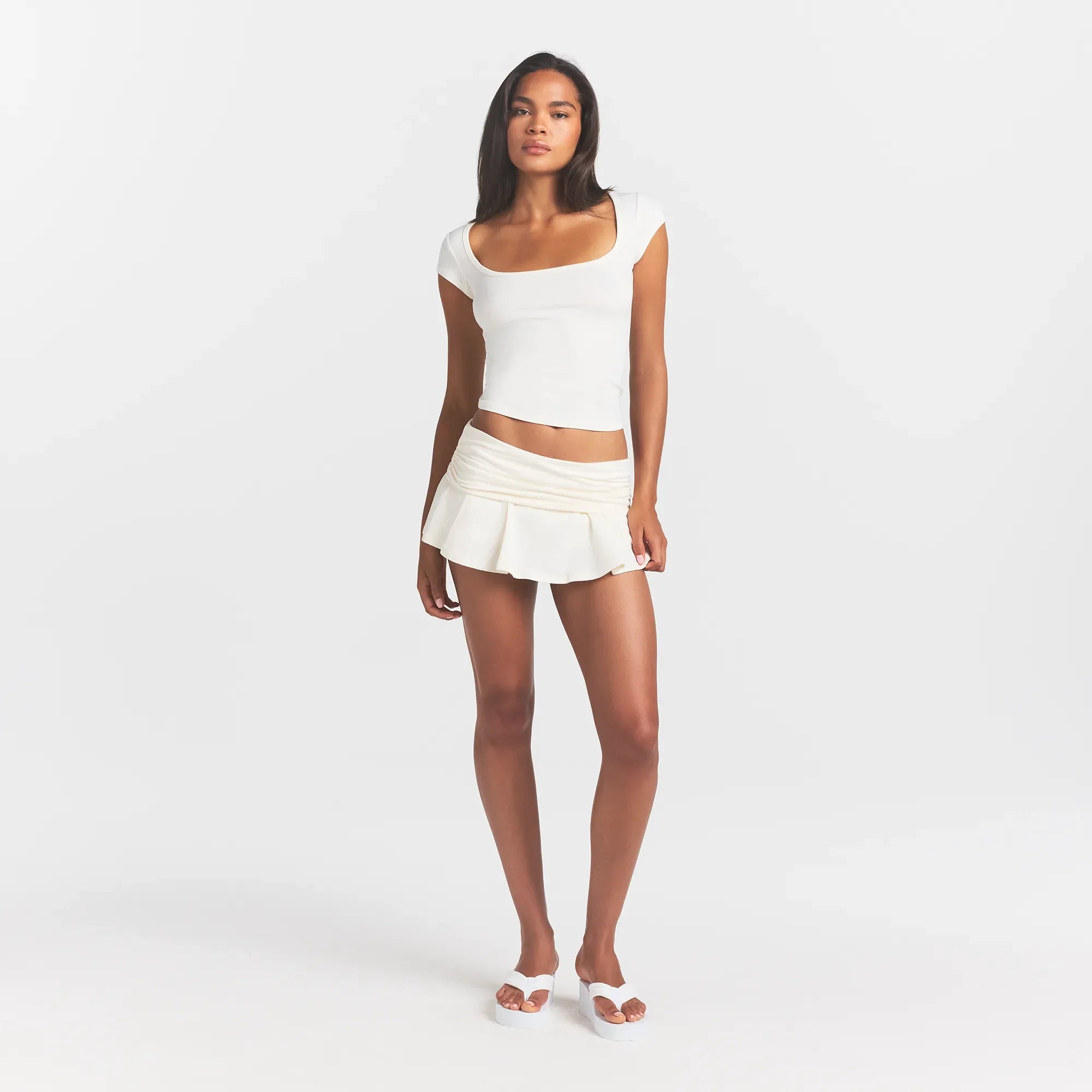 COTTON JERSEY FOLDOVER MINI SKORT | MARBLE