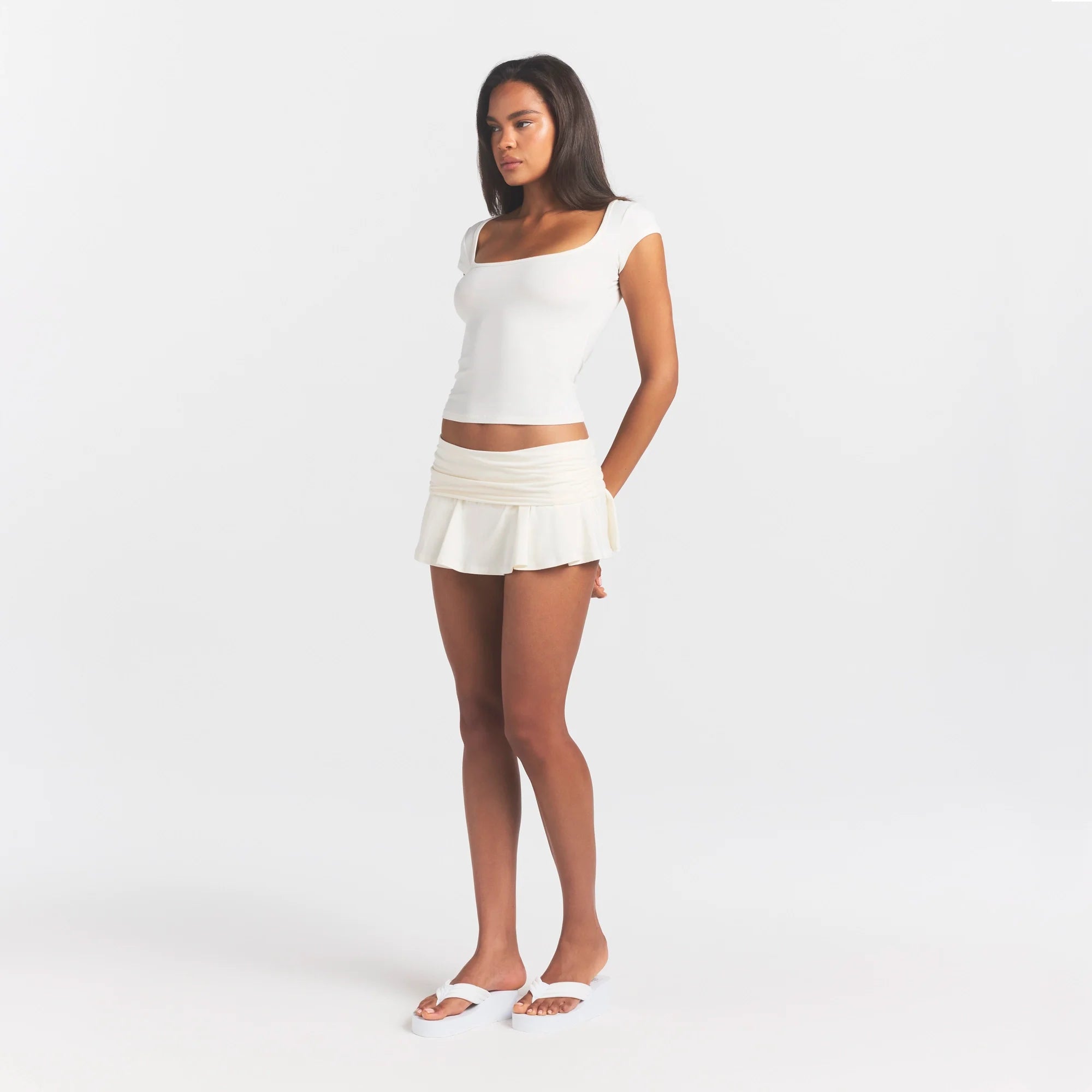 COTTON JERSEY FOLDOVER MINI SKORT | MARBLE