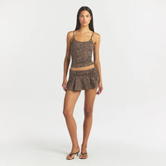 COTTON JERSEY FOLDOVER MINI SKORT | SIENNA NATURAL LEOPARD