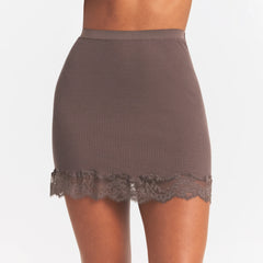 RIB KNIT LACE MINI SKIRT | AMETHYST