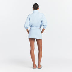 DRAPEY FRENCH TERRY MINI SKIRT | POWDER BLUE