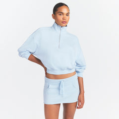 DRAPEY FRENCH TERRY MINI SKIRT | POWDER BLUE