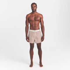COTTON POPLIN MENS LOGO BAND BOXER | CINNAMON STONE STRIPE