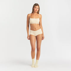 LIGHTWEIGHT COTTON LACE BOY SHORT | BUTTER TONAL