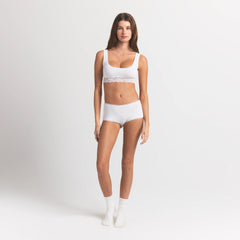 LIGHTWEIGHT COTTON LACE BOY SHORT | SNOW