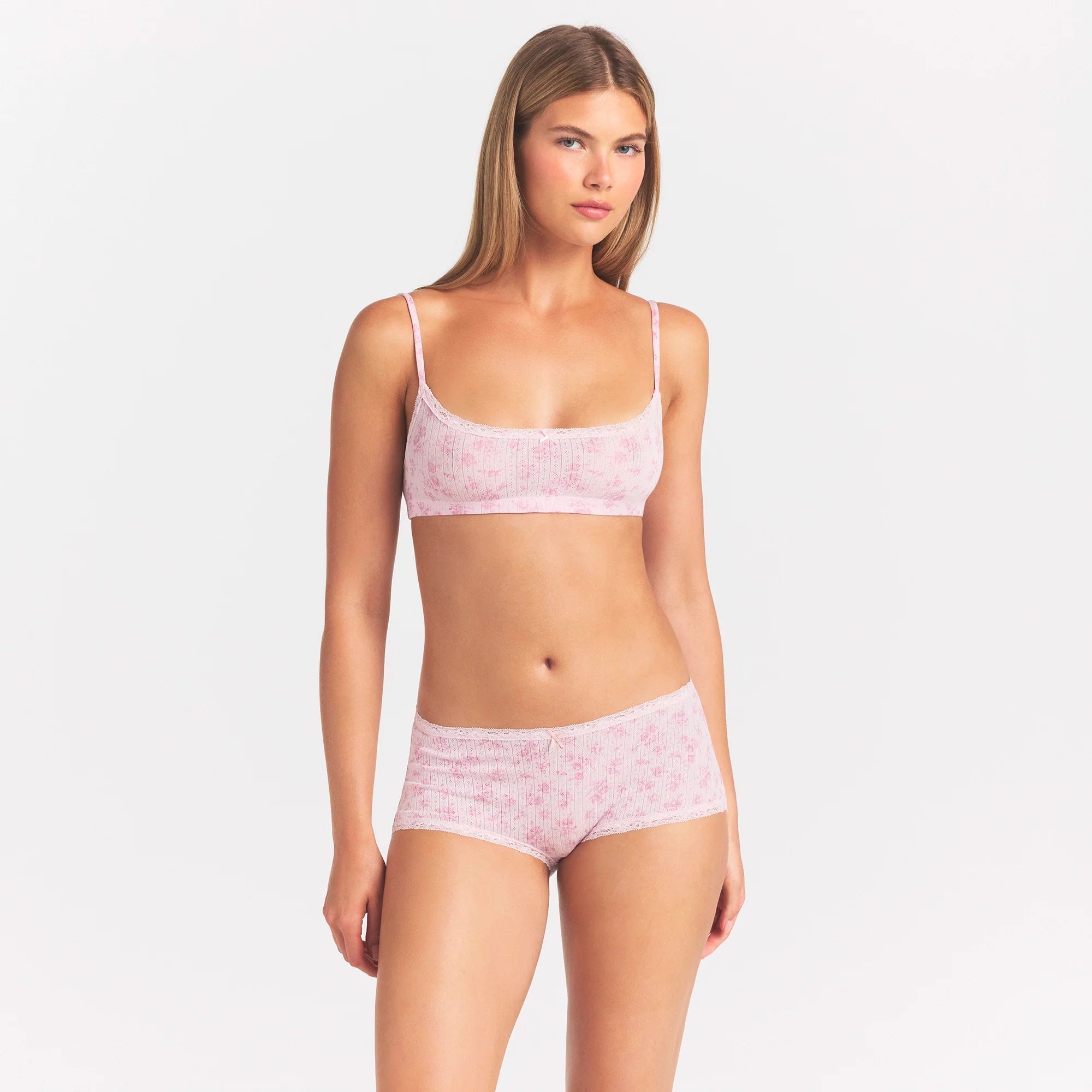LIGHTWEIGHT COTTON POINTELLE LACE BOY SHORT | BLOOM DAINTY FLORAL