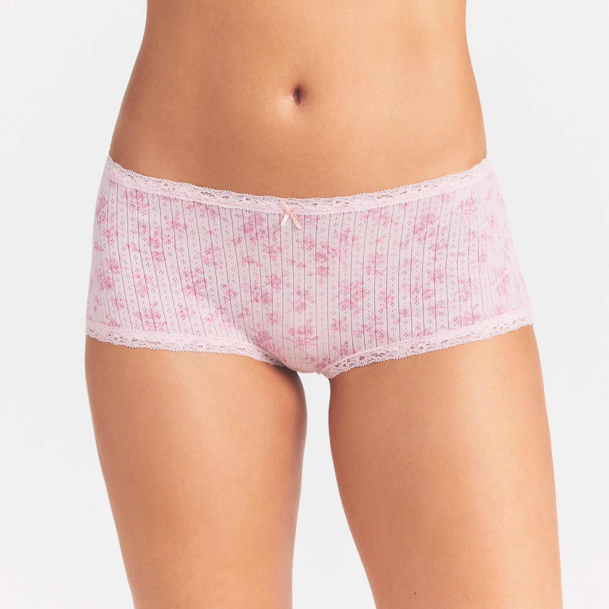 LIGHTWEIGHT COTTON POINTELLE LACE BOY SHORT | BLOOM DAINTY FLORAL