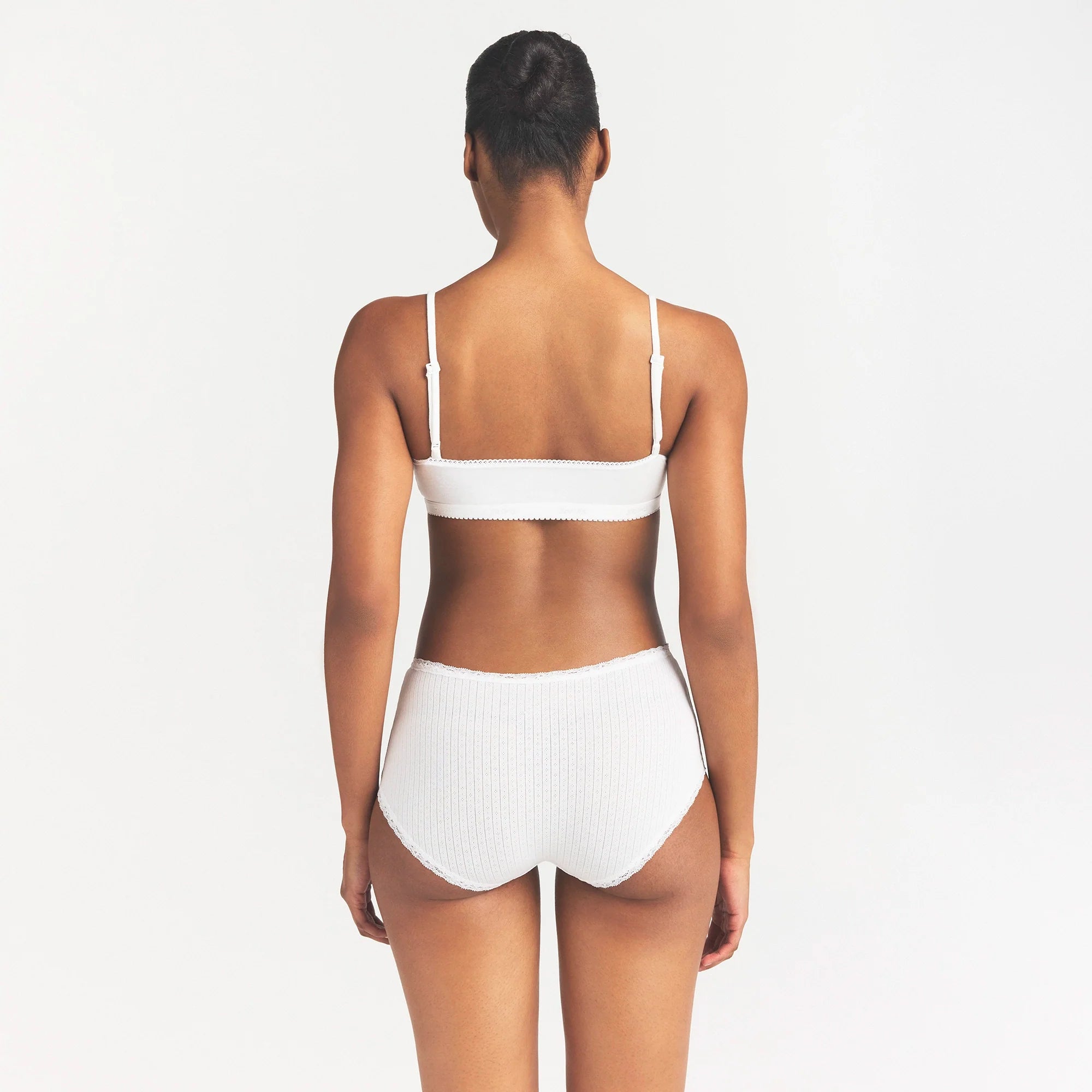 LIGHTWEIGHT COTTON POINTELLE LACE BOY SHORT | SNOW