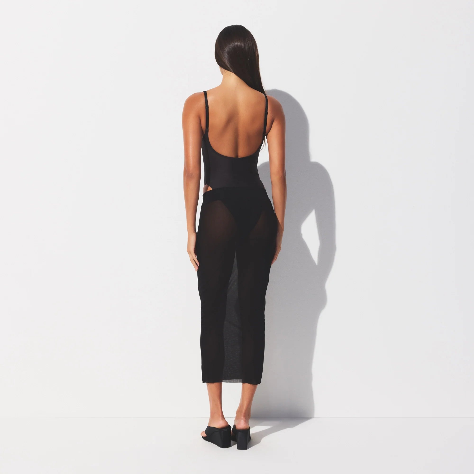MESH COVER-UPS MIDI SKIRT | ONYX