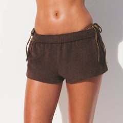 TERRY COVER-UPS FOLDOVER SHORT | DARK SEPIA