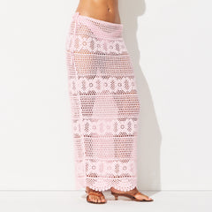 SWIM COVER-UPS CROCHET LONG SKIRT | CHERRY BLOSSOM