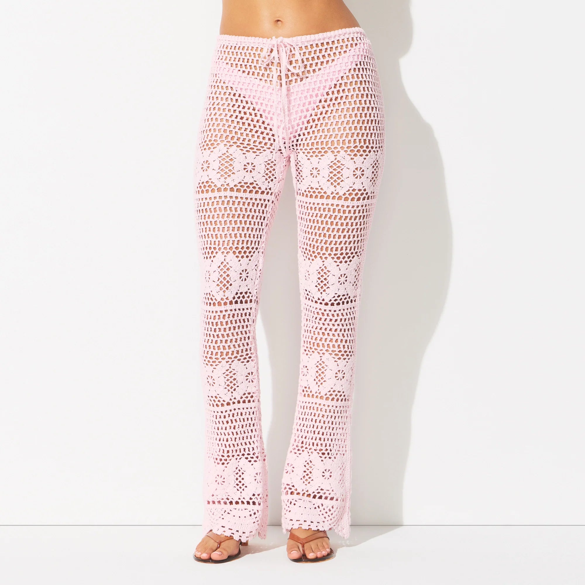 SWIM COVER-UPS CROCHET FLARE PANT | CHERRY BLOSSOM