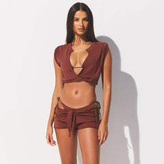 SWIM COVER-UPS COTTON SHORT | HENNA
