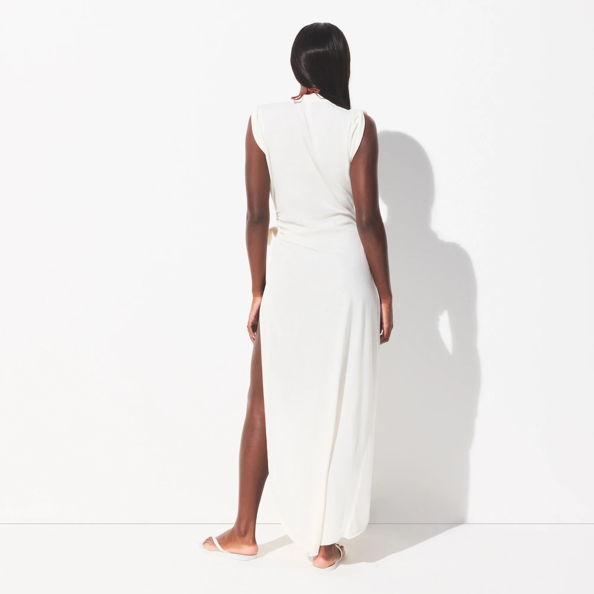 SWIM COVER-UPS COTTON TIE DRESS | EGRET