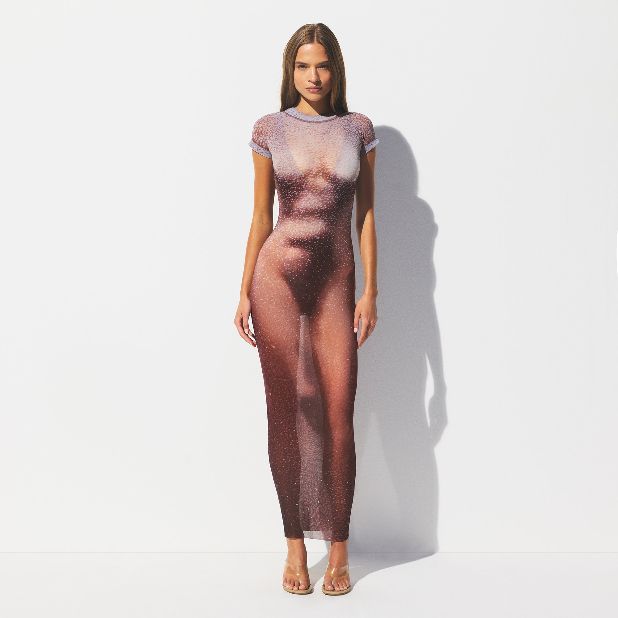 MESH COVER-UPS LONG DRESS | HENNA FK BODY PRINT