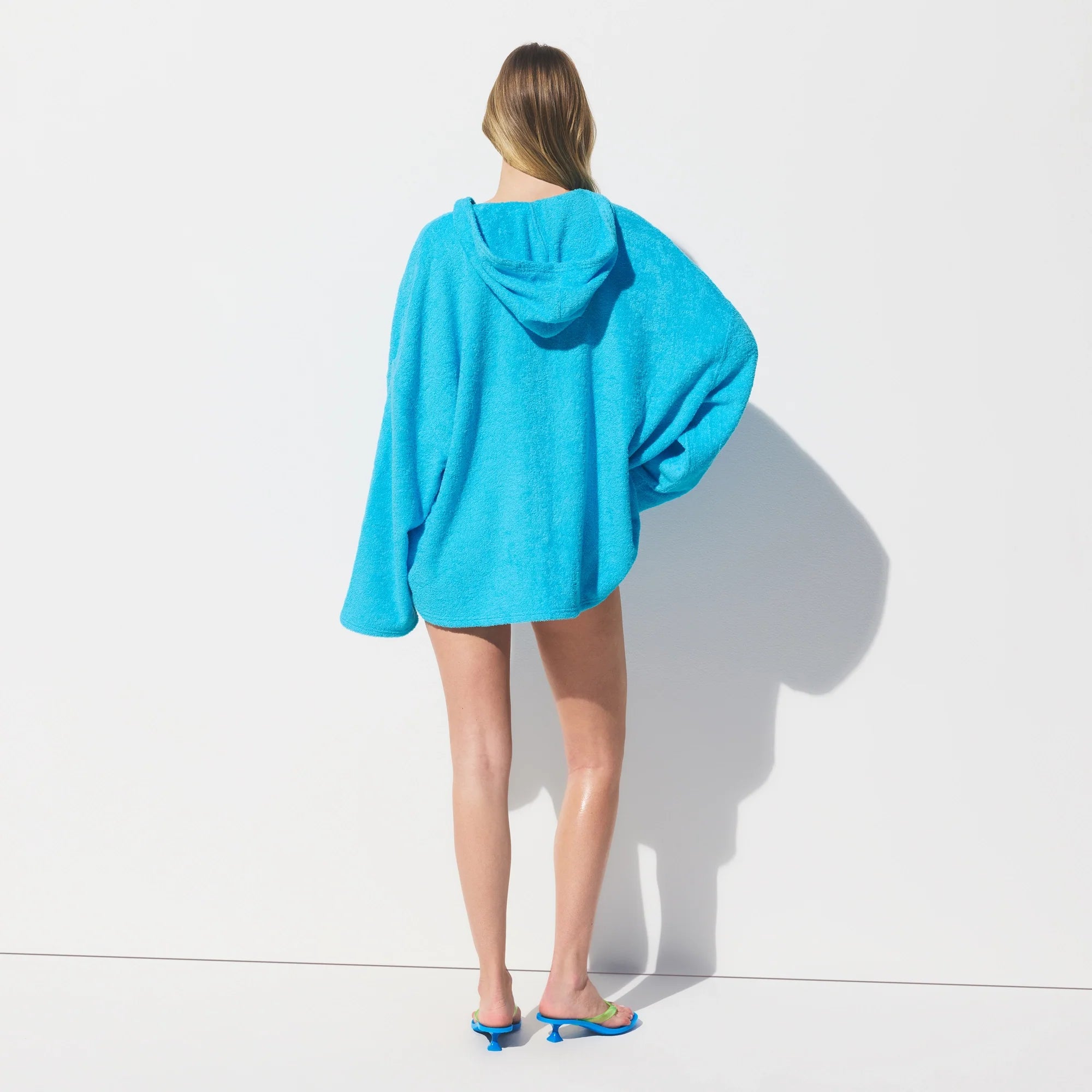 TERRY COVER-UPS OVERSIZED HOODIE | CYAN