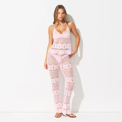 SWIM COVER-UPS CROCHET HALTER CAMI TOP | CHERRY BLOSSOM