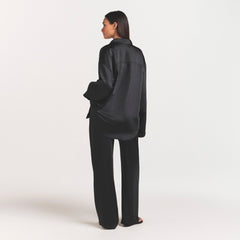 LIGHTWEIGHT SATIN STRAIGHT LEG PANT | OBSIDIAN