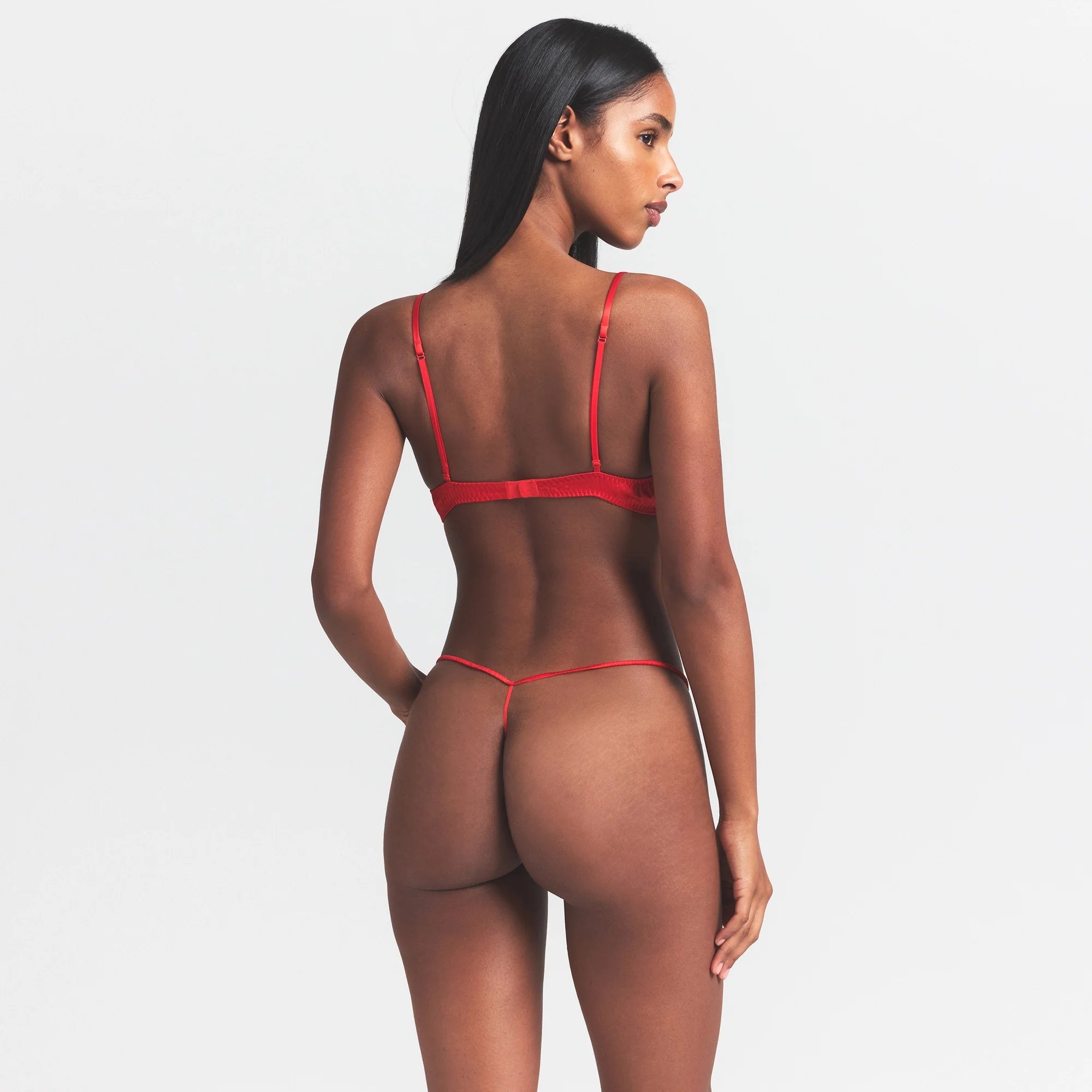 SILK LACE UNLINED DEMI BRA | RUBY CONTRAST