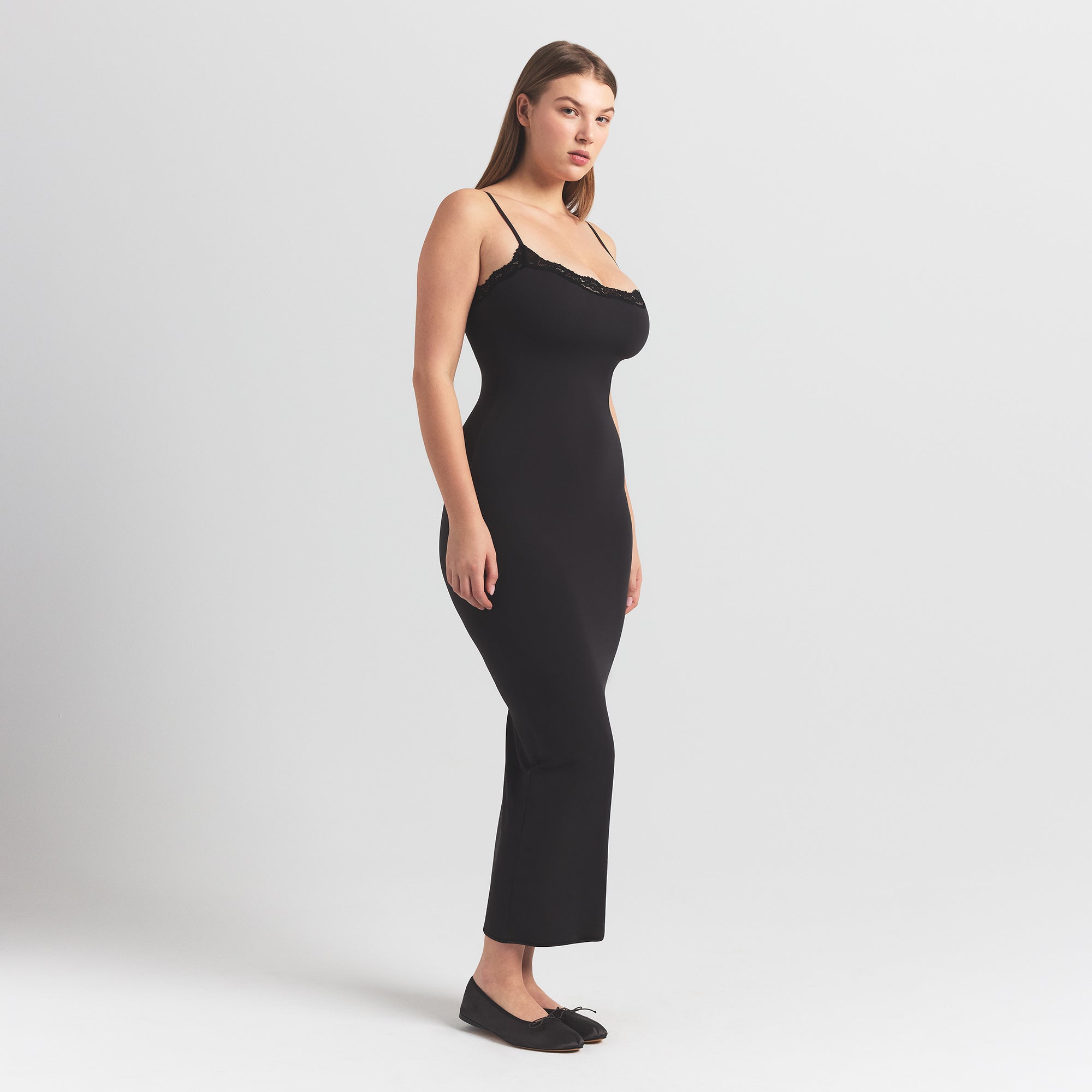FITS EVERYBODY LACE LONG SLIP DRESS | ONYX