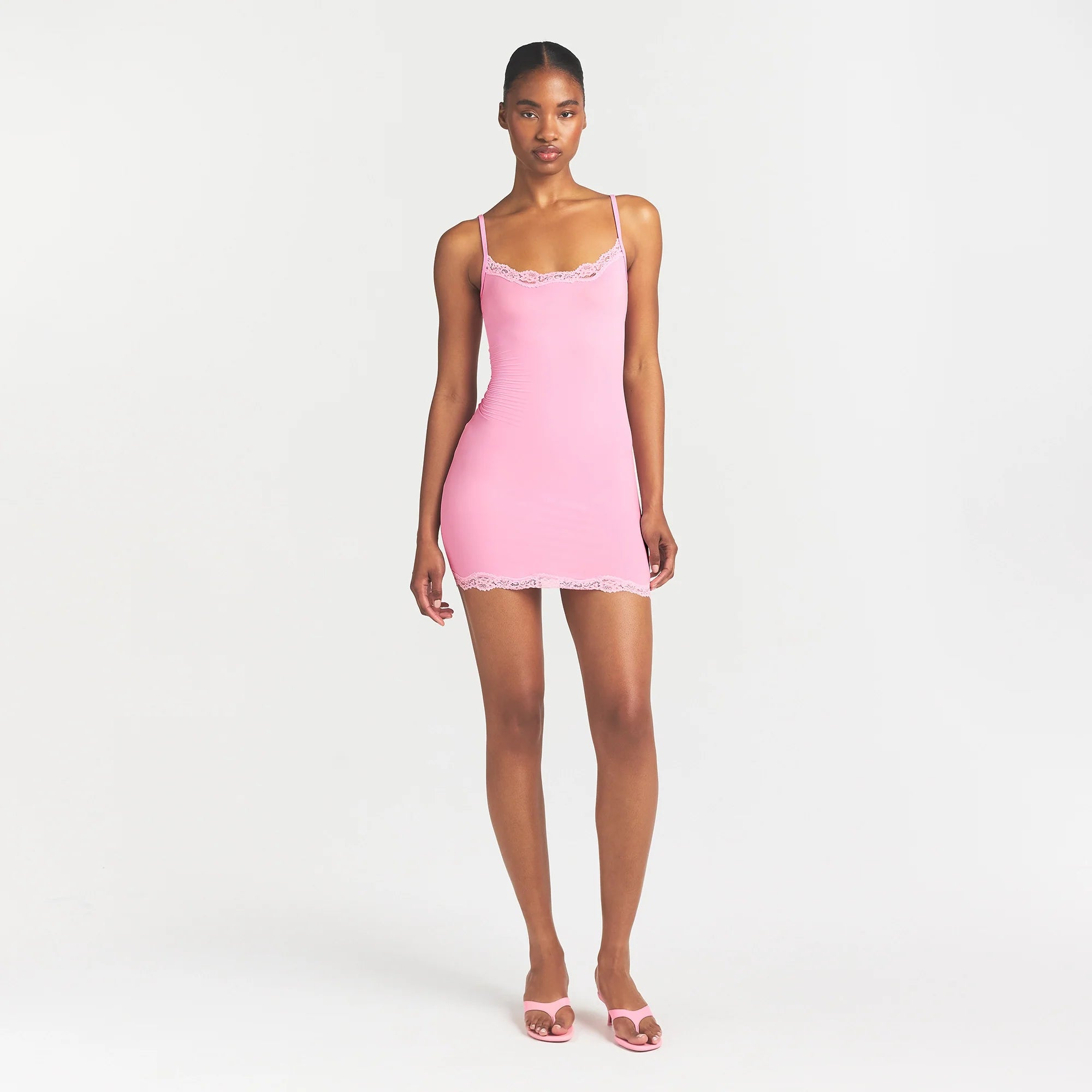 FITS EVERYBODY LACE SLIP DRESS | BUBBLE GUM TONAL