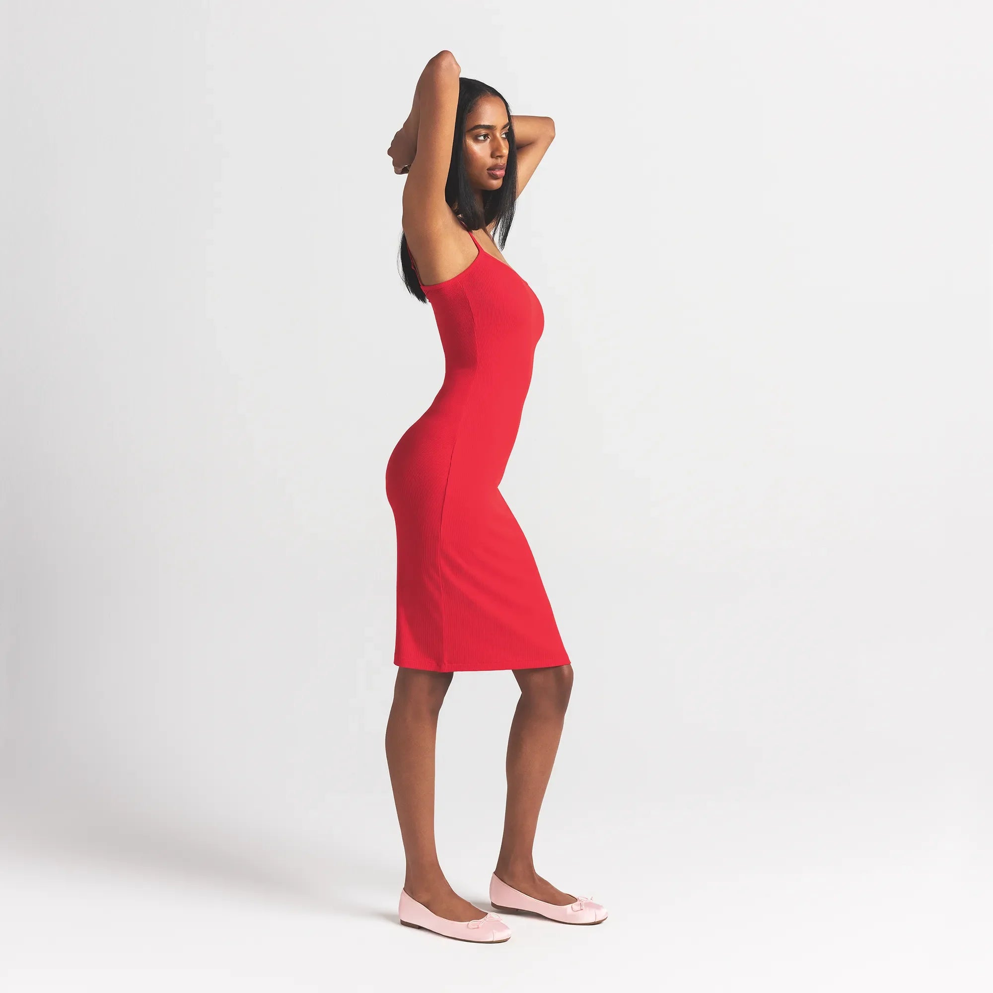 SOFT LOUNGE MIDI SLIP DRESS | CHERRY