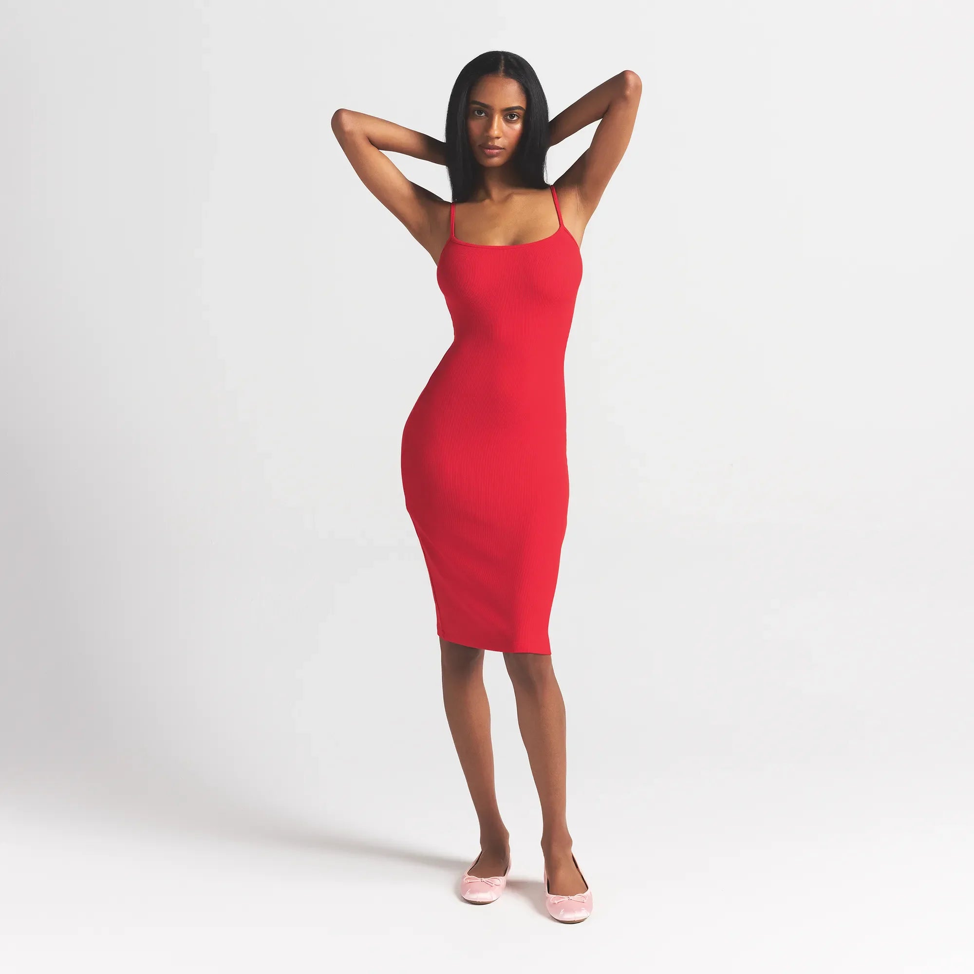 SOFT LOUNGE MIDI SLIP DRESS | CHERRY