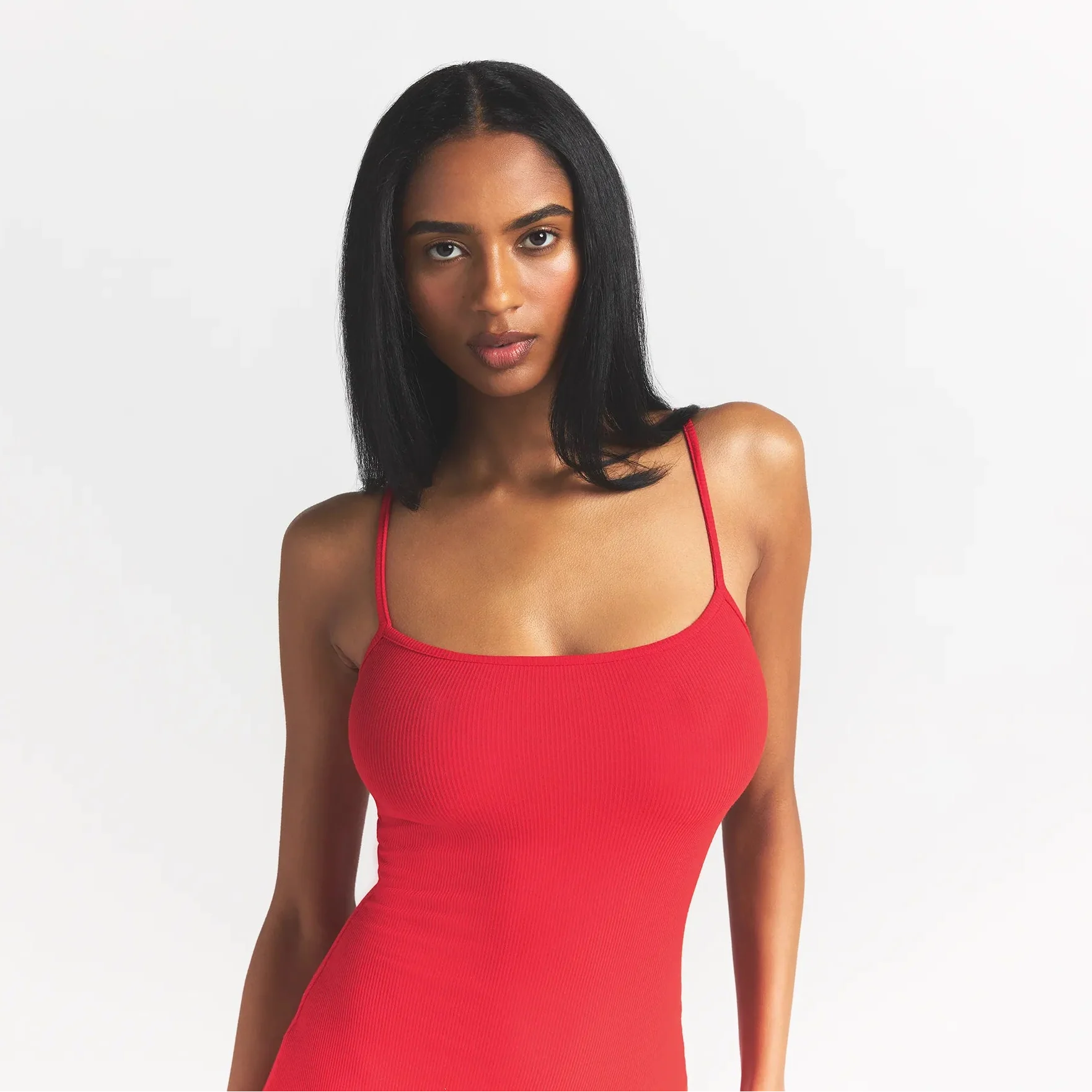 SOFT LOUNGE MIDI SLIP DRESS | CHERRY
