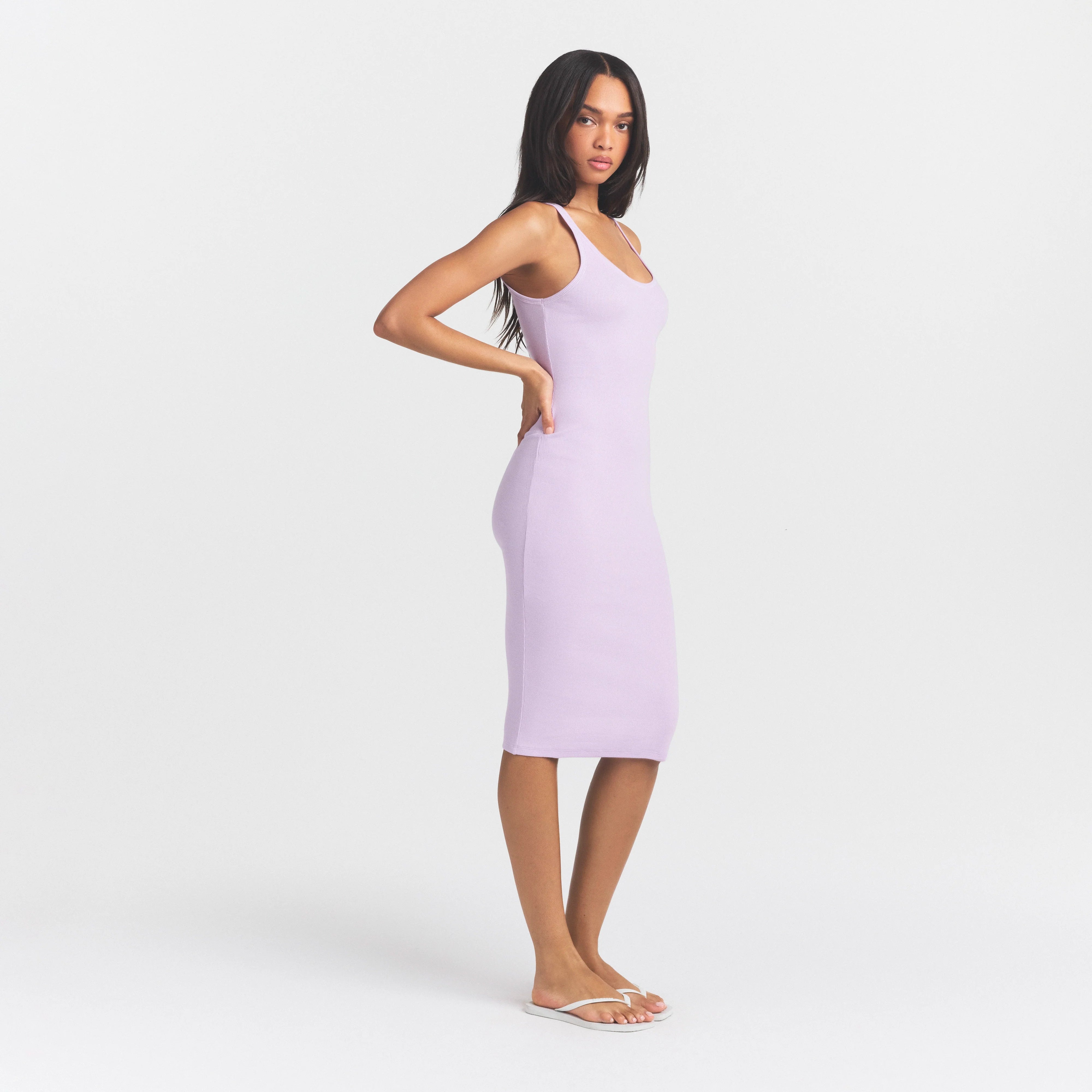 COTTON RIB TANK MIDI DRESS | SUGAR PLUM