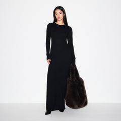 FEATHERWEIGHT CASHMERE LONG DRESS | ONYX