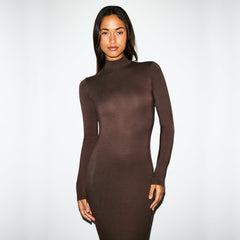 SMOOTH LAYERS TURTLENECK LONG DRESS | ESPRESSO