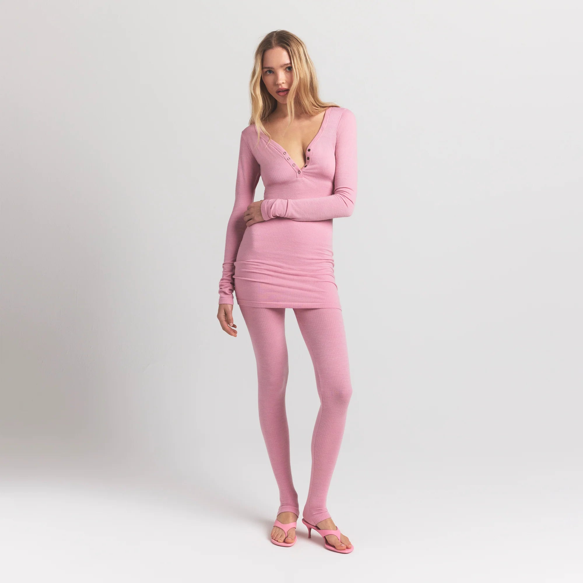 WOOL RIB HENLEY DRESS | HALITE