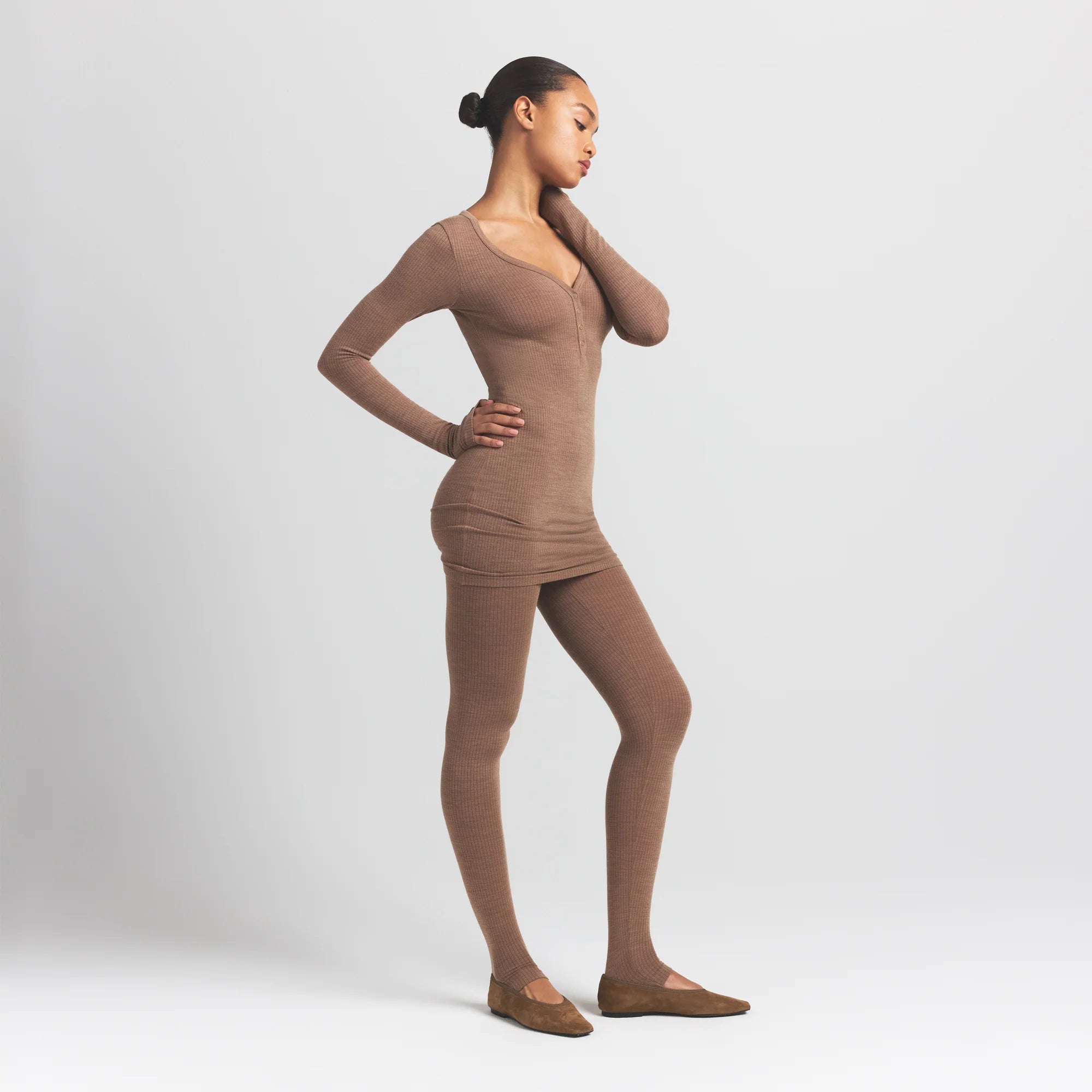 WOOL RIB HENLEY DRESS | SIENNA