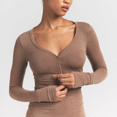 WOOL RIB HENLEY DRESS | SIENNA