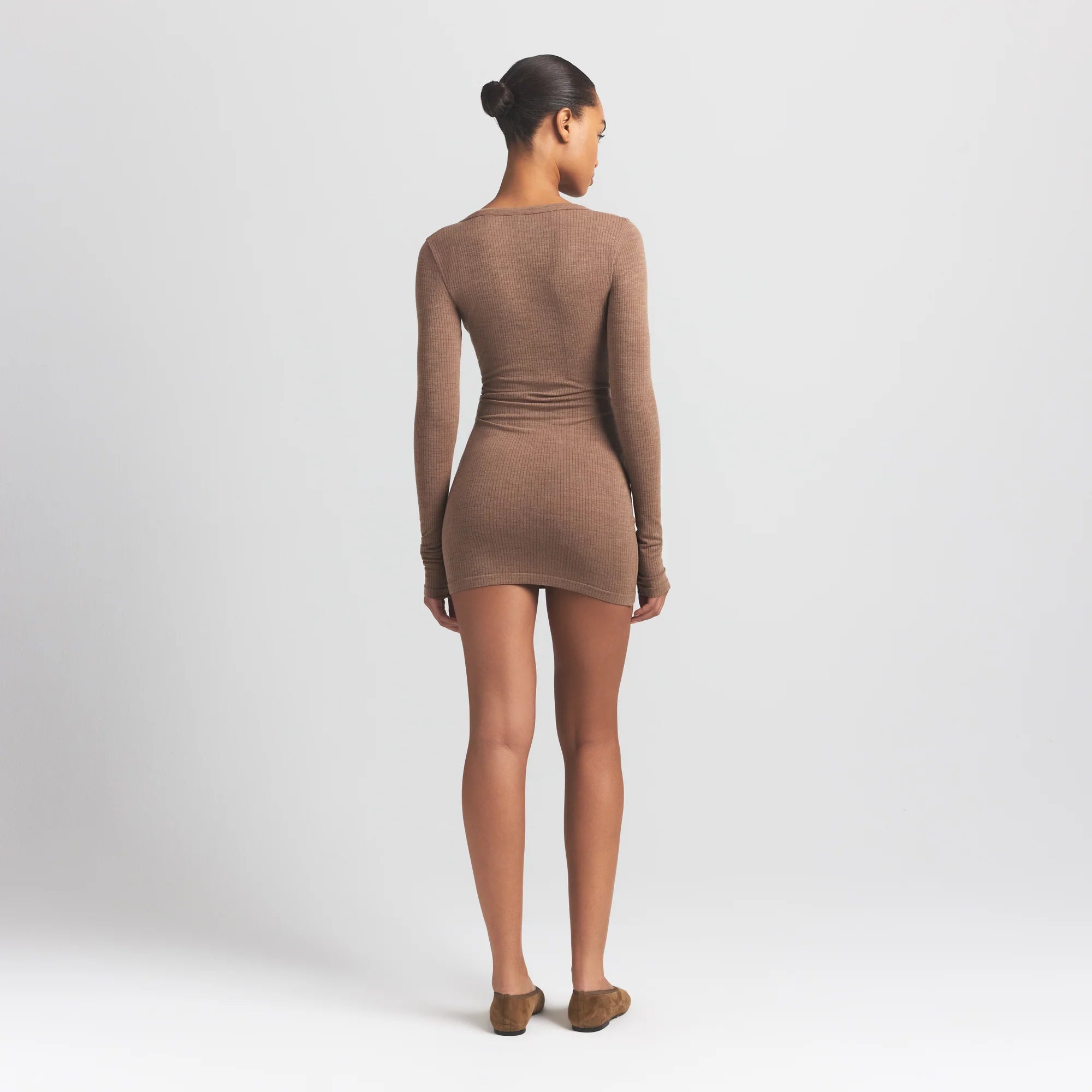 WOOL RIB HENLEY DRESS | SIENNA