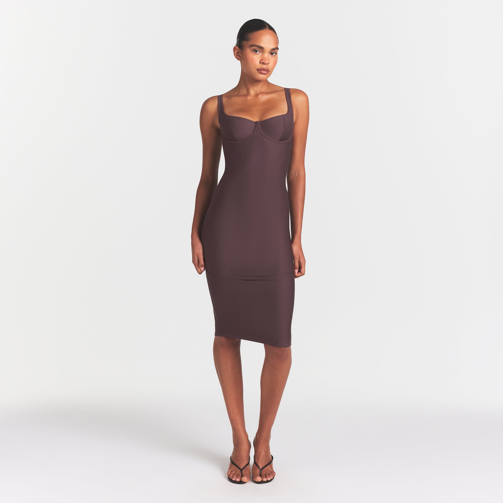 SKIMS BODY MIDI DRESS | RAISIN
